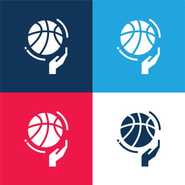 Basketbol mavisi ve kırmızı dört renk minimal simge seti