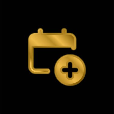 Altın kaplama metalik simge ya da logo vektörü ekle