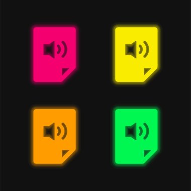 Ses Dosyası: Parlak neon vektör simgesi