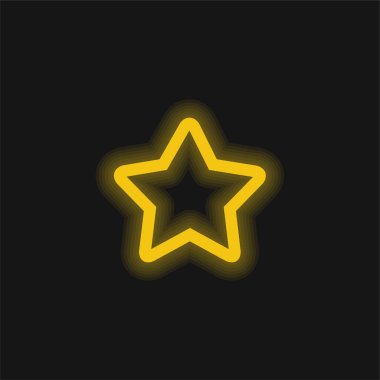 1 Star yellow glowing neon icon clipart