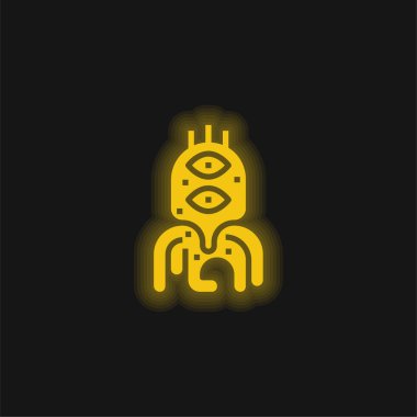 Uzaylı sarı parlak neon simgesi