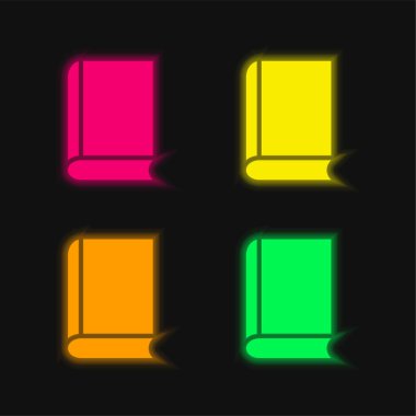 Kitap dört renk parlayan neon vektör simgesi