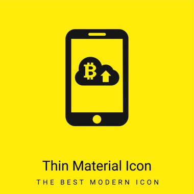 Cep telefonu ekranında Arrow Oku Olan Bitcoin En az sarı malzeme simgesi