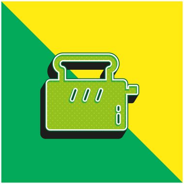 Ekmek kızartma makinesi yeşil ve sarı 3D vektör simgesi logosu