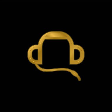 Auriculars altın kaplama metalik simge veya logo vektörü