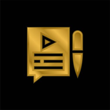 Blog altın kaplamalı metalik simge veya logo vektörü