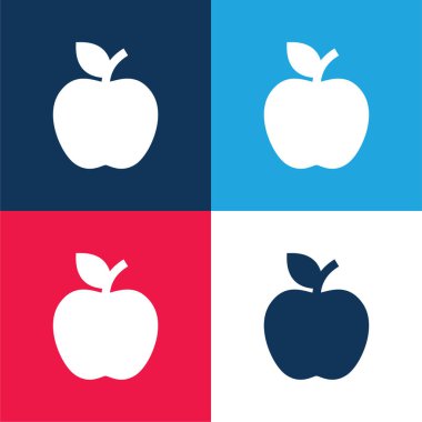 Elma mavisi ve kırmızı dört renk minimal simge kümesi