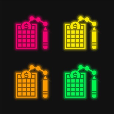 Denge Tablosu dört renk parlayan neon vektör simgesi