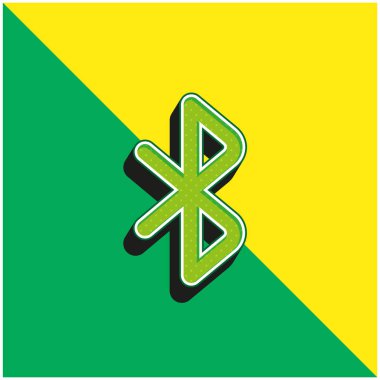 Büyük Bluetooth Logosu Yeşil ve Sarı 3D vektör simgesi