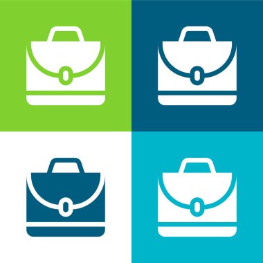 Evrak çantası Düz 4 renk minimal simgesi seti