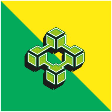 Engelleme zinciri Yeşil ve Sarı 3d vektör simgesi logosu