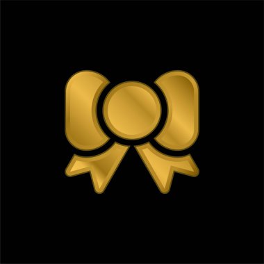Bowtie altın kaplama metalik simge veya logo vektörü