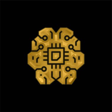Yapay zeka altın kaplama metalik simge veya logo vektörü