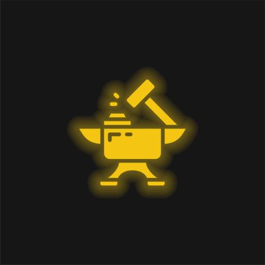 Blacksmith yellow glowing neon icon clipart