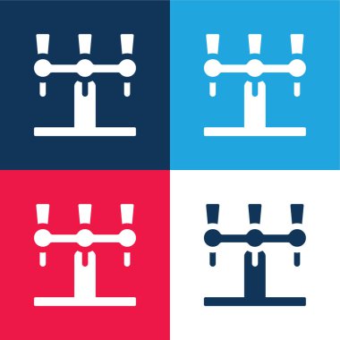 Bira Tap mavi ve kırmızı dört renk minimal simge kümesi