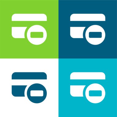 Blok Kredi Kartı Düz 4 renk minimal simgesi seti