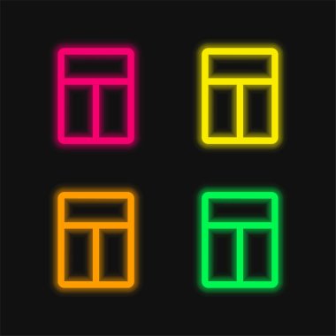 Büyük Düzen dört renk parlayan neon vektör simgesi