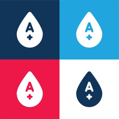 Kan grubu mavi ve kırmızı dört renk minimal simge kümesi