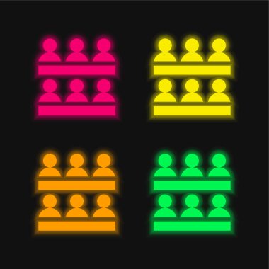 Association four color glowing neon vector icon clipart