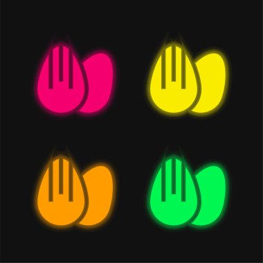 Badem dört renkli parlayan neon vektör simgesi