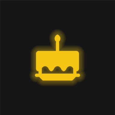 Doğum günü pastası sarı parlak neon simgesi