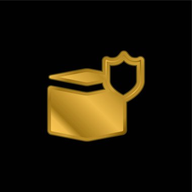 Kutu altın kaplama metalik simge veya logo vektörü