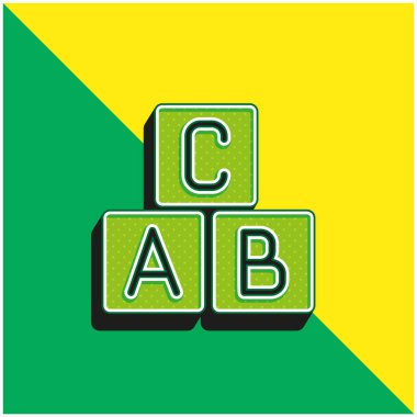 ABC Blokları Yeşil ve Sarı 3D vektör simgesi logosu