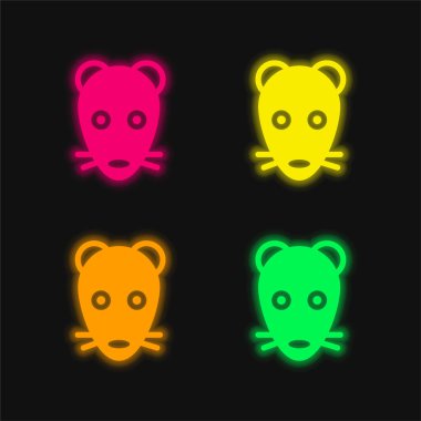 Hayvan Suratı dört renk parlayan neon vektör simgesi