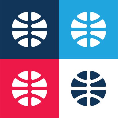 Basketbol mavisi ve kırmızı dört renk minimal simge seti