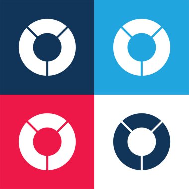 Analitik mavi ve kırmızı dört renk minimal simge kümesi