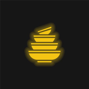 Sarı parlak neon ikon kaseler