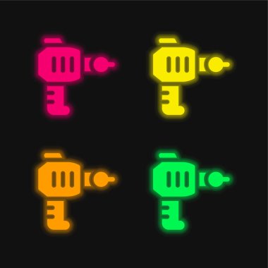 Parlayan dört renk neon vektör simgesi