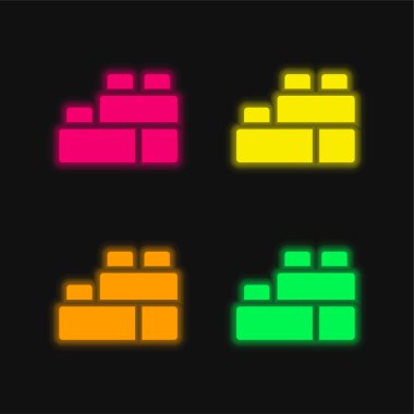 Parlayan dört renk neon vektör simgesini engeller