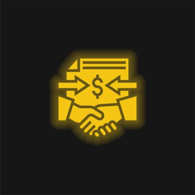 Anlaşma sarı parlak neon simgesi