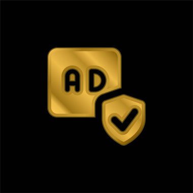 Ad Bloğu altın kaplamalı metalik simge veya logo vektörü