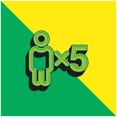 5 Kişinin Sembolü Yeşil ve Sarı 3D vektör simgesi