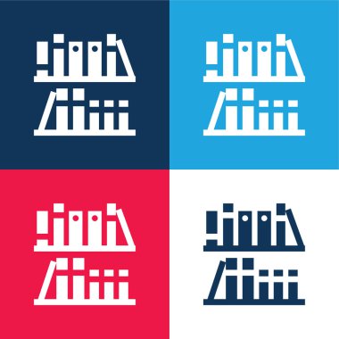 Kitaplık mavi ve kırmızı dört renk en az simge kümesi