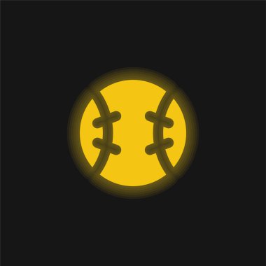 Beyzbol topu sarı parlak neon ikonu