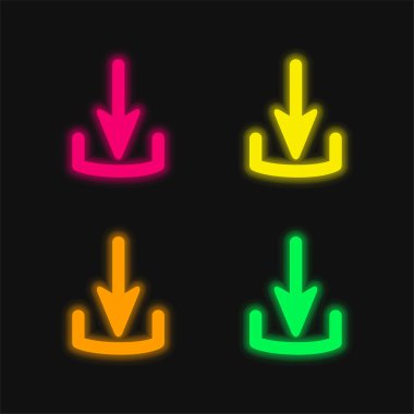 Dört renk parlayan neon vektör simgesi