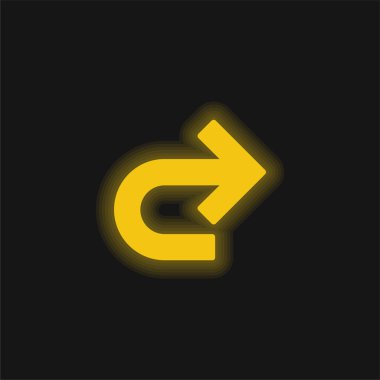 Ok Sağ Eğri Sarı Parlak Neon simgesi