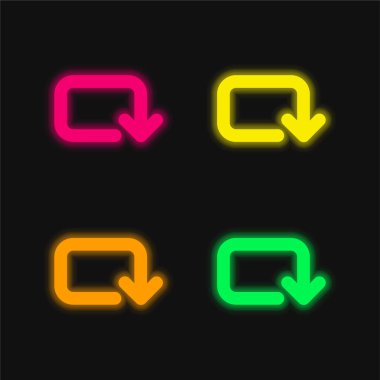 Arrow Of Rounded Rectangular Clockwise Rotation four color glowing neon vector icon clipart