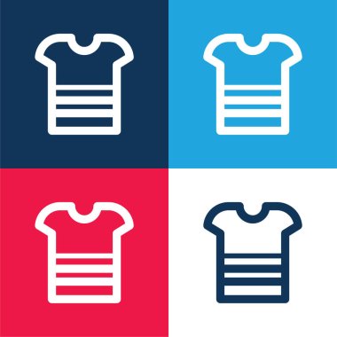 Boy Shirt blue and red four color minimal icon set clipart