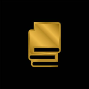 Kitap Yığını Altın Kaplama Metal Simge veya logo Vektörü