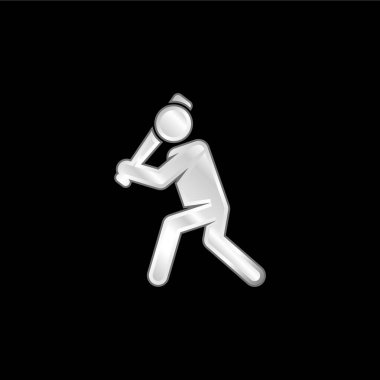 Beyzbol oyuncusu gümüş kaplama metalik simge