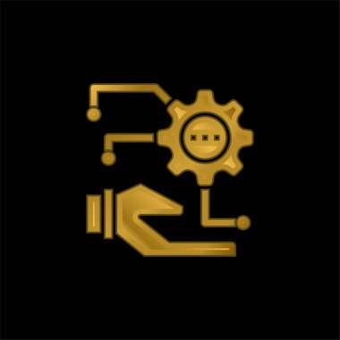 Algoritma altın kaplama metalik simge veya logo vektörü