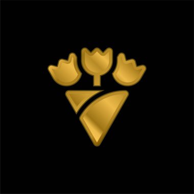 Buket altın kaplama metalik simge veya logo vektörü