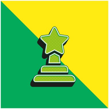 Ödül Yeşil ve Sarı Modern 3D vektör simgesi logosu
