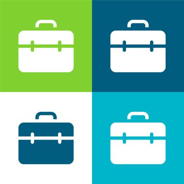 Evrak çantası Düz 4 renk minimal simgesi seti