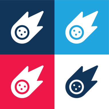 Asteroid blue and red four color minimal icon set clipart