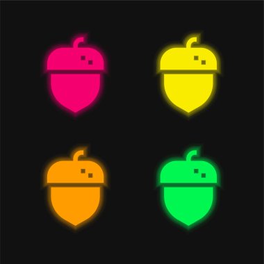Dört renk parlak neon vektör simgesi